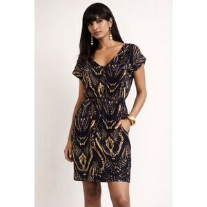 Cynthia Steffe 100% Silk Cap Sleeve Dress in Abstract Butterfly Print